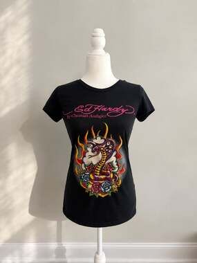 Vintage Ed Hardy Snake Graphic Baby Tee by Christian Audigier
